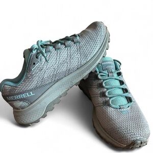 Merrell Fly Strike Trail Runners Gray/Teal Women’s 7 Hiking Shoes